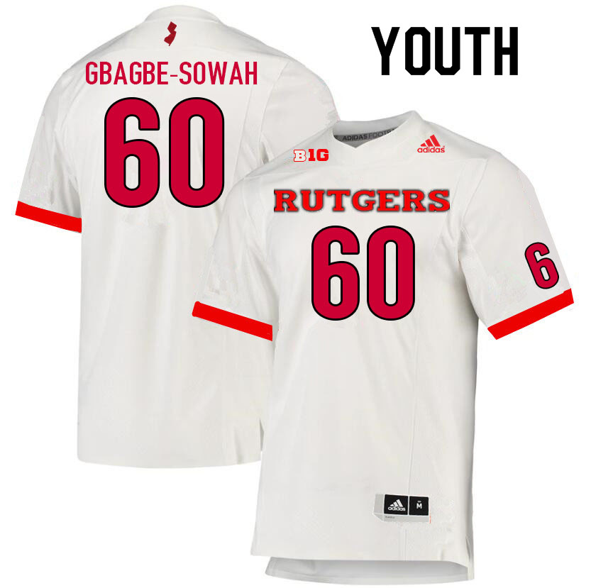 Youth #60 Moses Gbagbe-Sowah Rutgers Scarlet Knights College Football Jerseys Sale-White - Click Image to Close